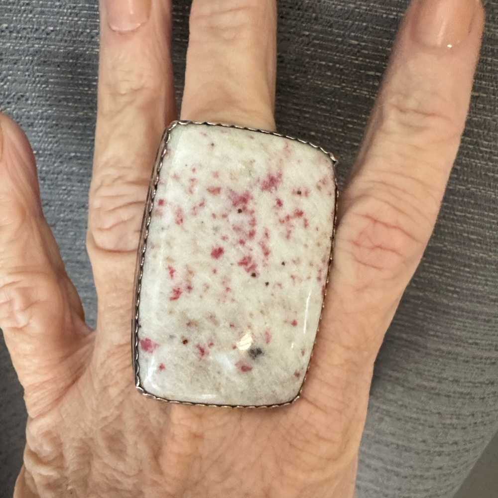 Cinnabar and Sterling ring